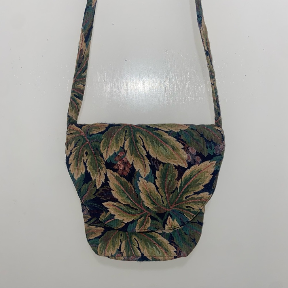 Tapestry Crossbody Purse Dark Colors Floral